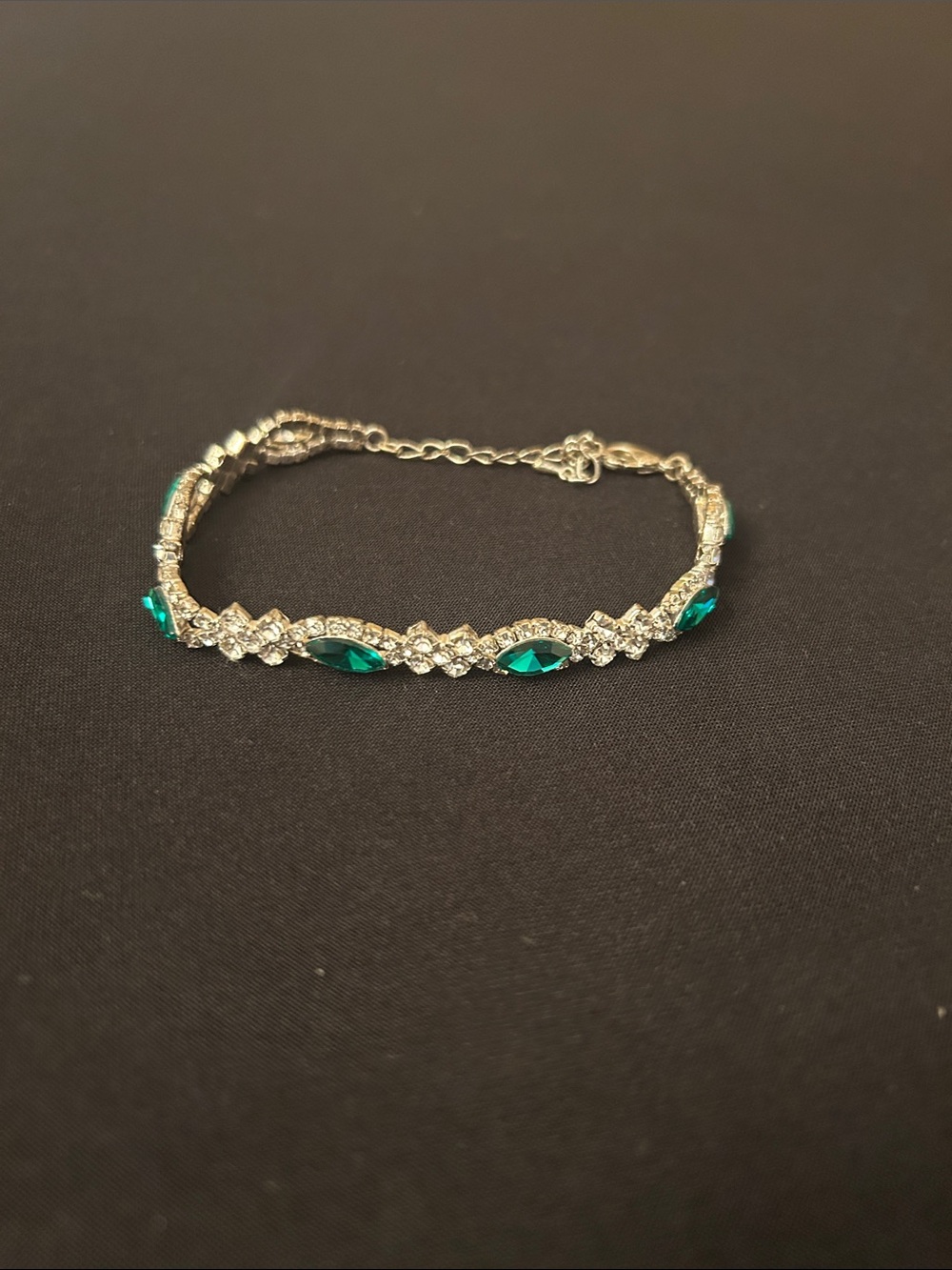Windsor Silver-Tone Bracelet with Emerald Green Marquise Crystals